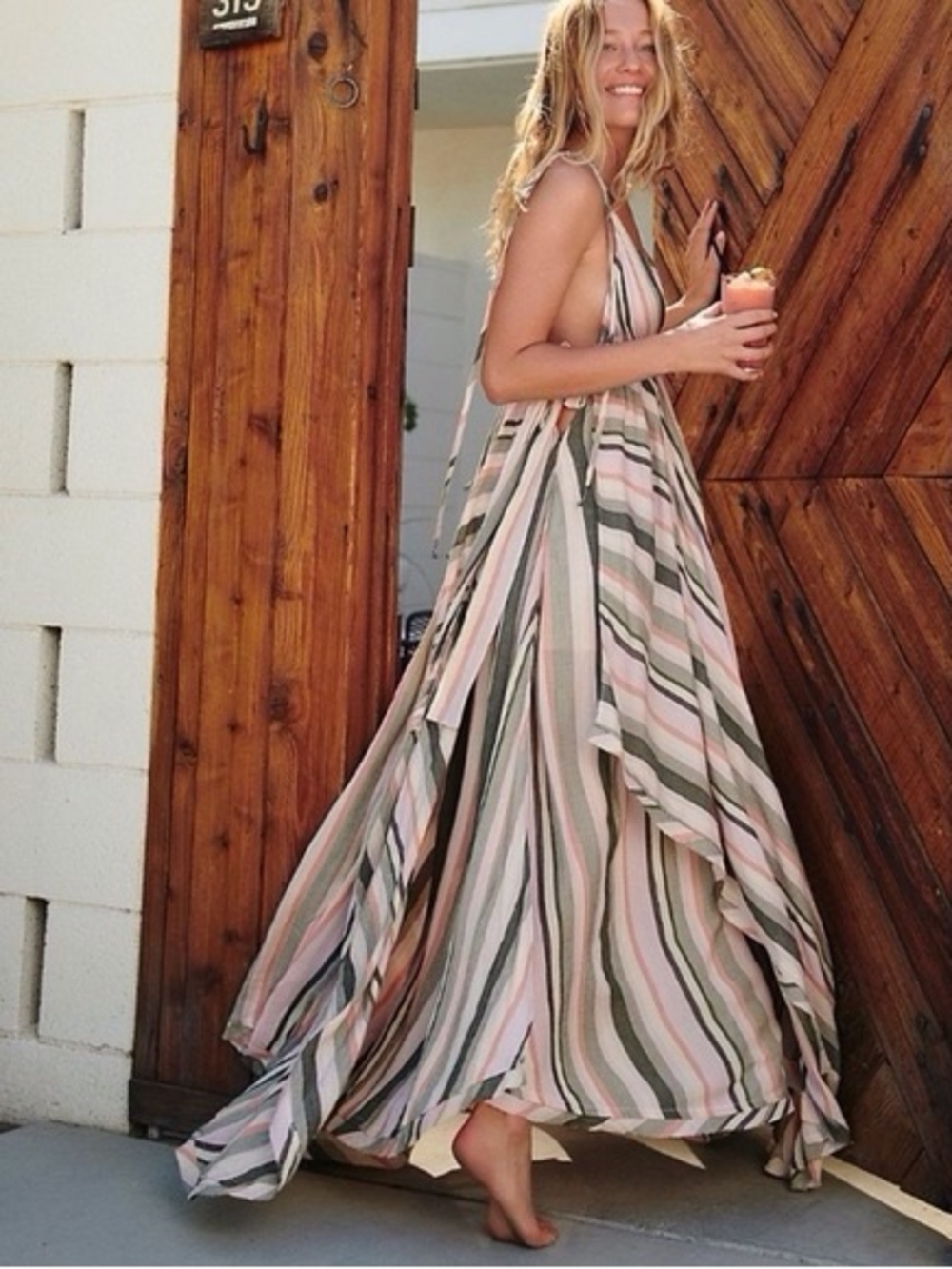 NWOT! Free People Endless Summer Tropical Heat Striped Maxi Dress